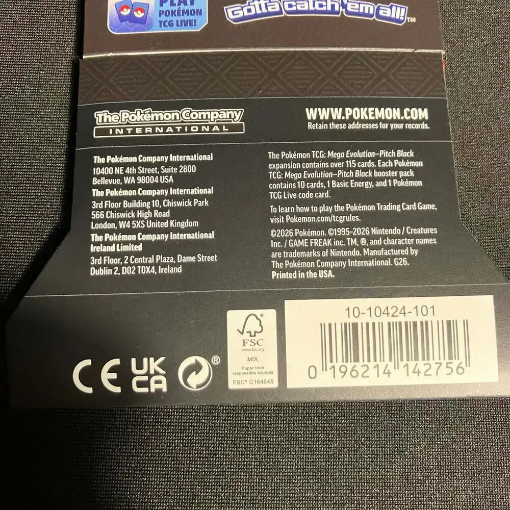 Pokemon TCG Mega Evolution-Pitch Black Sleeved Booster Pack Lot Of 6